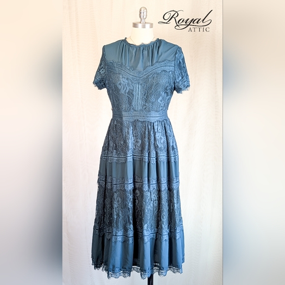 Bohme Teal Eyelash Lace Midi Dress - Picture 2 of 6